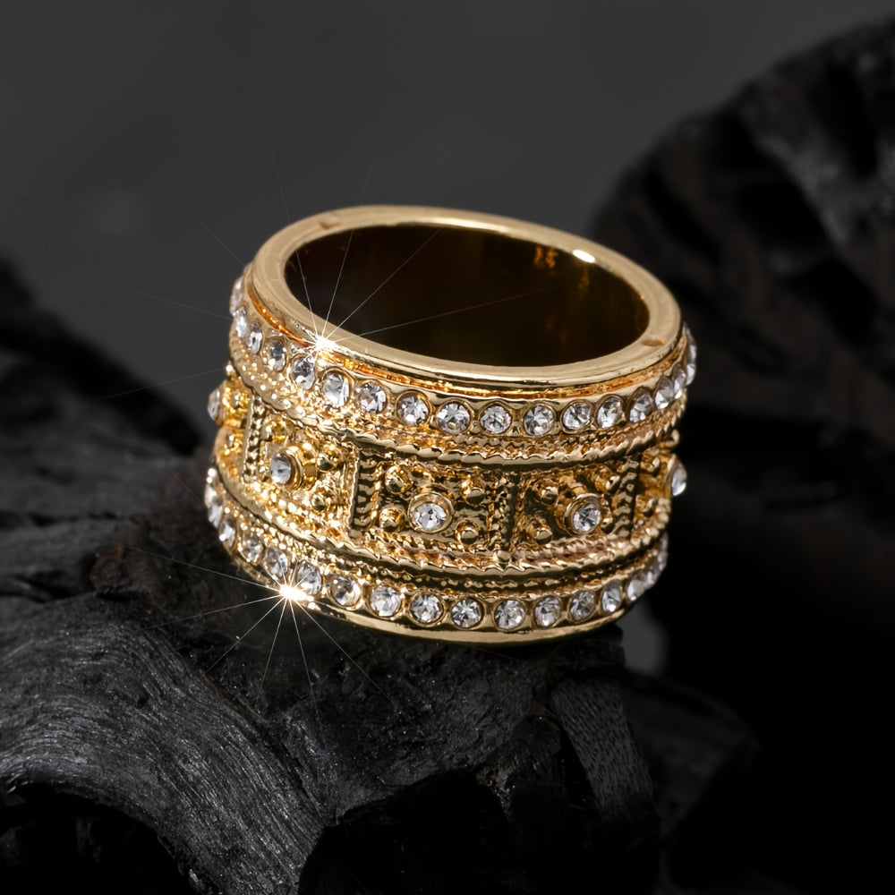 1pc Luxury Women's Fashion Personality Ring | Light Creative Ethnic Style Inlaid With Shiny Imitation Zirconia Design, Suitable For High-end Occasion - Without Box