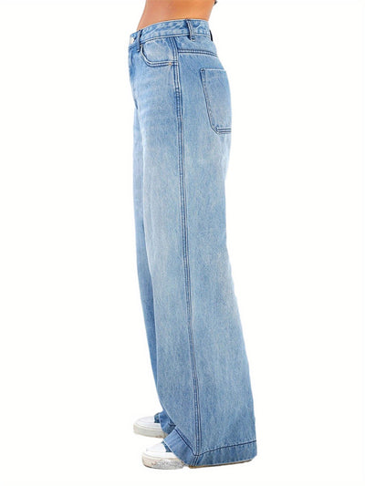 Women Cute Casual Loose Wide-Leg Demin Jeans