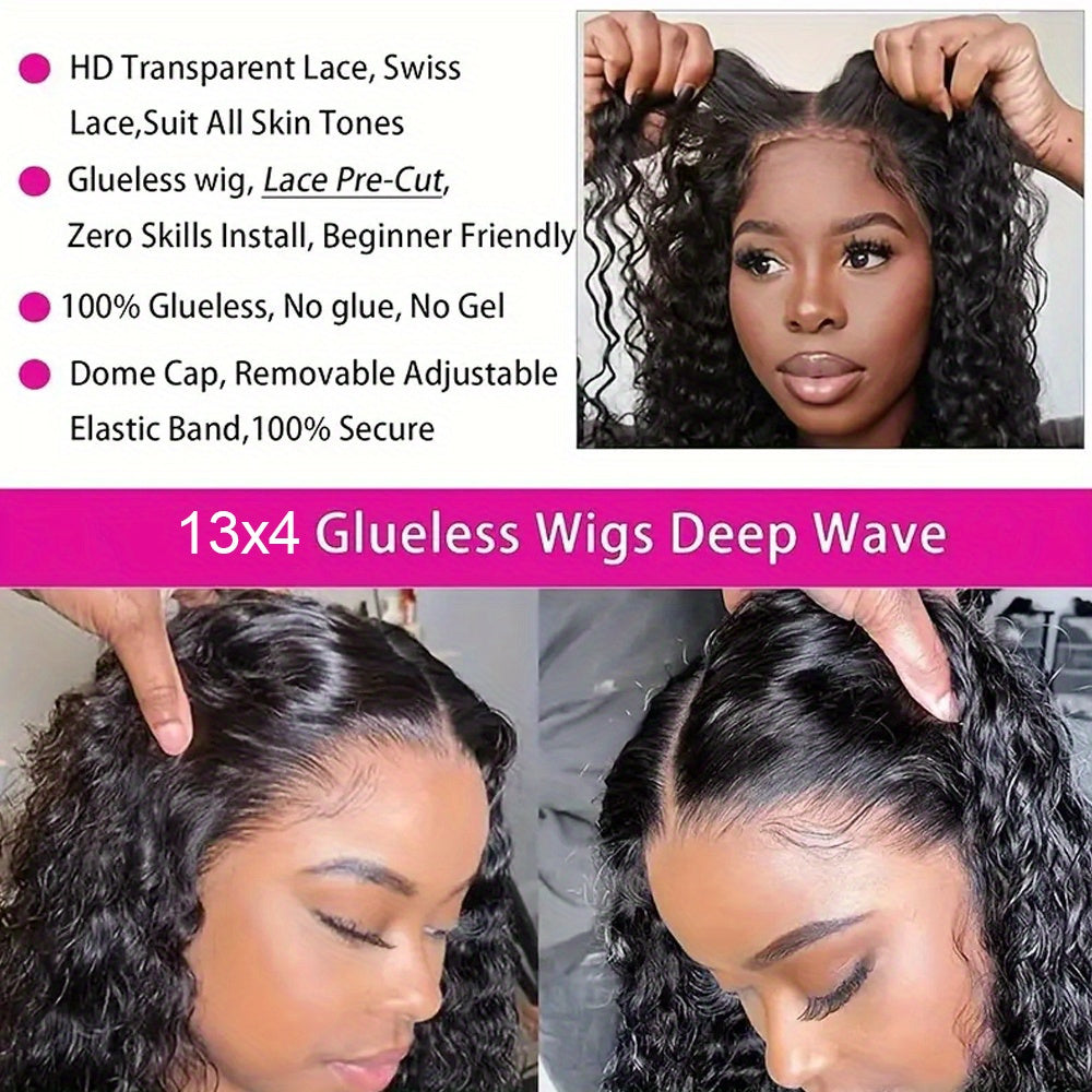 13x6 Ready To Wear Deep Wave Glueless Lace Front Prepluck  Human Hair  Wig