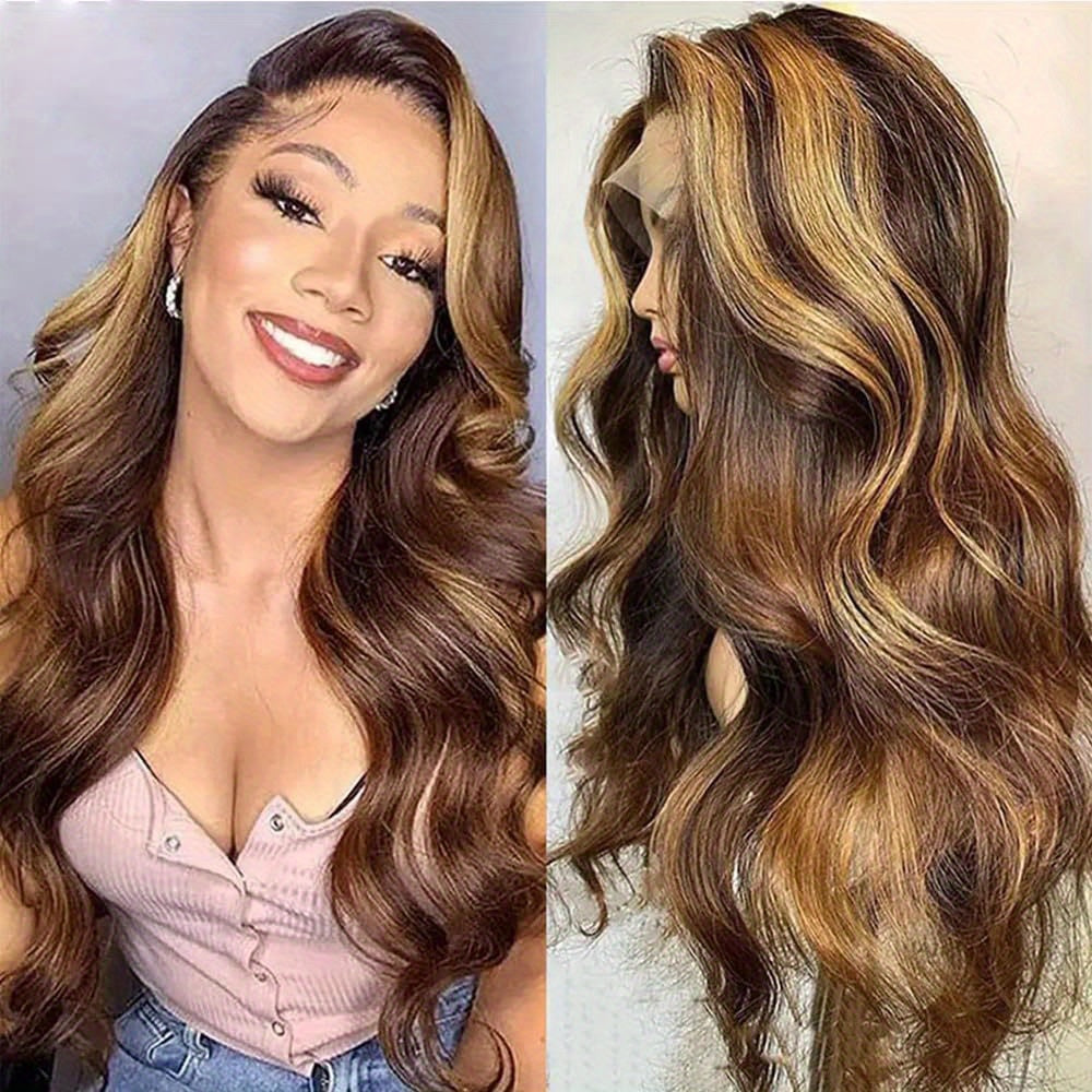 Honey Blonde Lace Front 4/27 Highlight Ombre 13x6 Transparent Lace Frontal Human Hair Wig