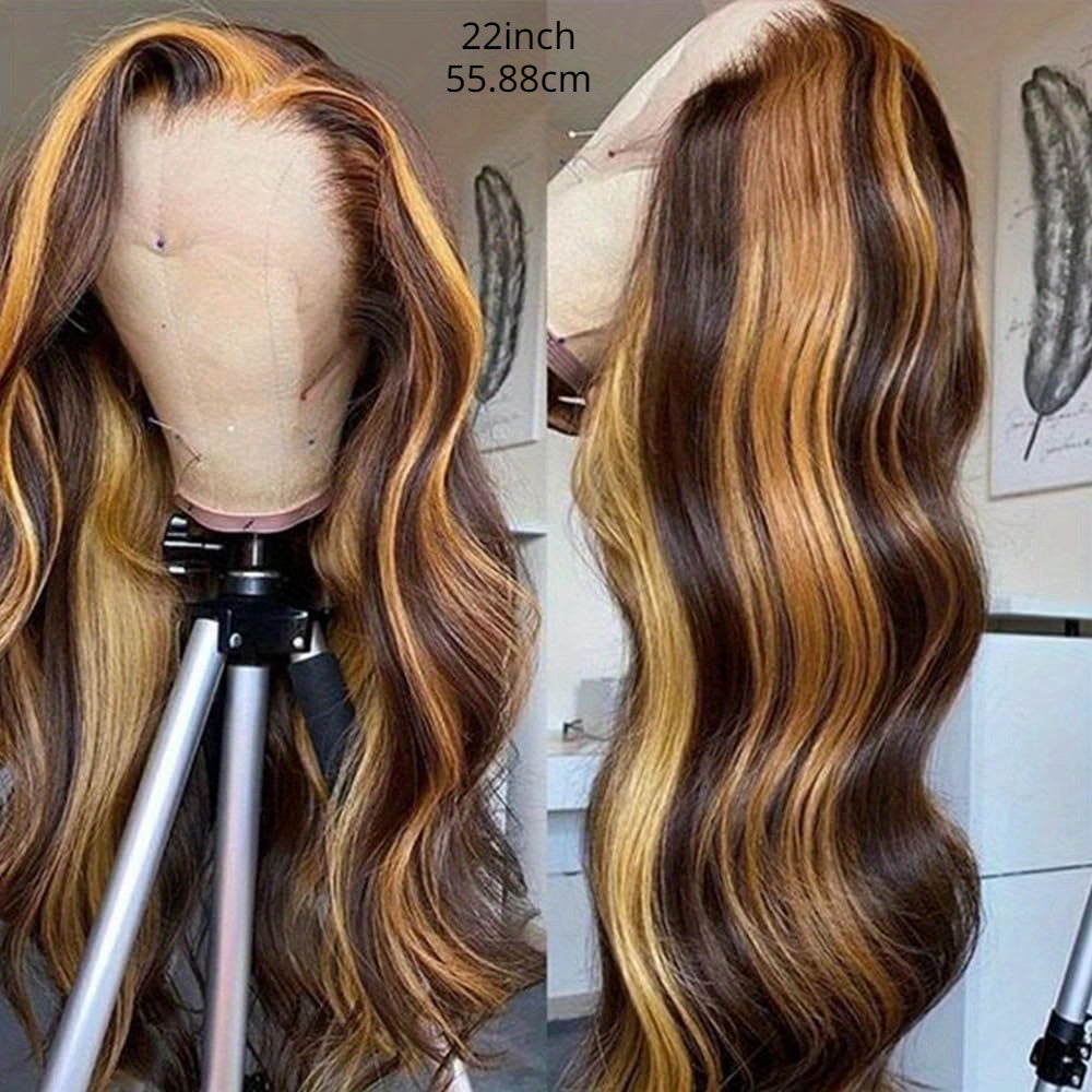 Honey Blonde Lace Front 4/27 Highlight Ombre 13x6 Transparent Lace Frontal Human Hair Wig