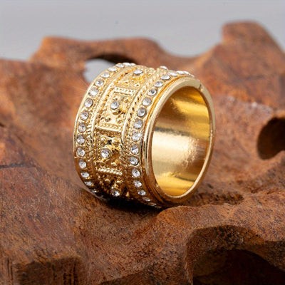 1pc Luxury Women's Fashion Personality Ring | Light Creative Ethnic Style Inlaid With Shiny Imitation Zirconia Design, Suitable For High-end Occasion - Without Box