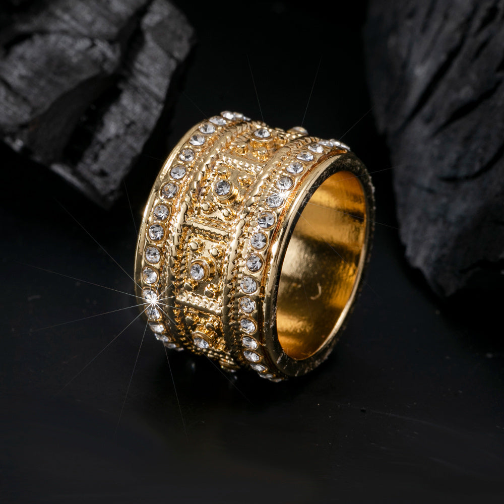 1pc Luxury Women's Fashion Personality Ring | Light Creative Ethnic Style Inlaid With Shiny Imitation Zirconia Design, Suitable For High-end Occasion - Without Box