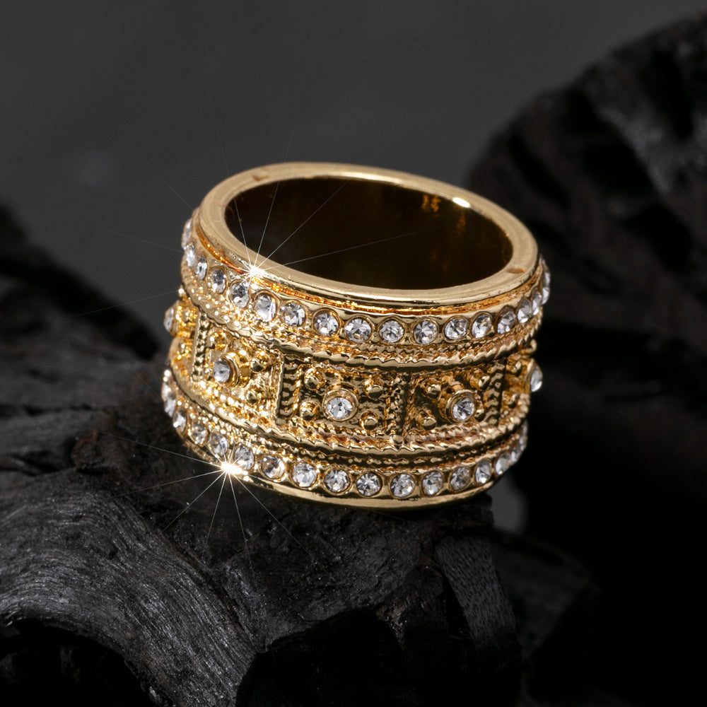 1pc Luxury Women's Fashion Personality Ring | Light Creative Ethnic Style Inlaid With Shiny Imitation Zirconia Design, Suitable For High-end Occasion - Without Box