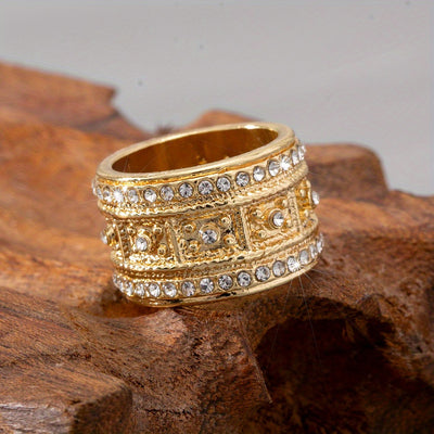 1pc Luxury Women's Fashion Personality Ring | Light Creative Ethnic Style Inlaid With Shiny Imitation Zirconia Design, Suitable For High-end Occasion - Without Box