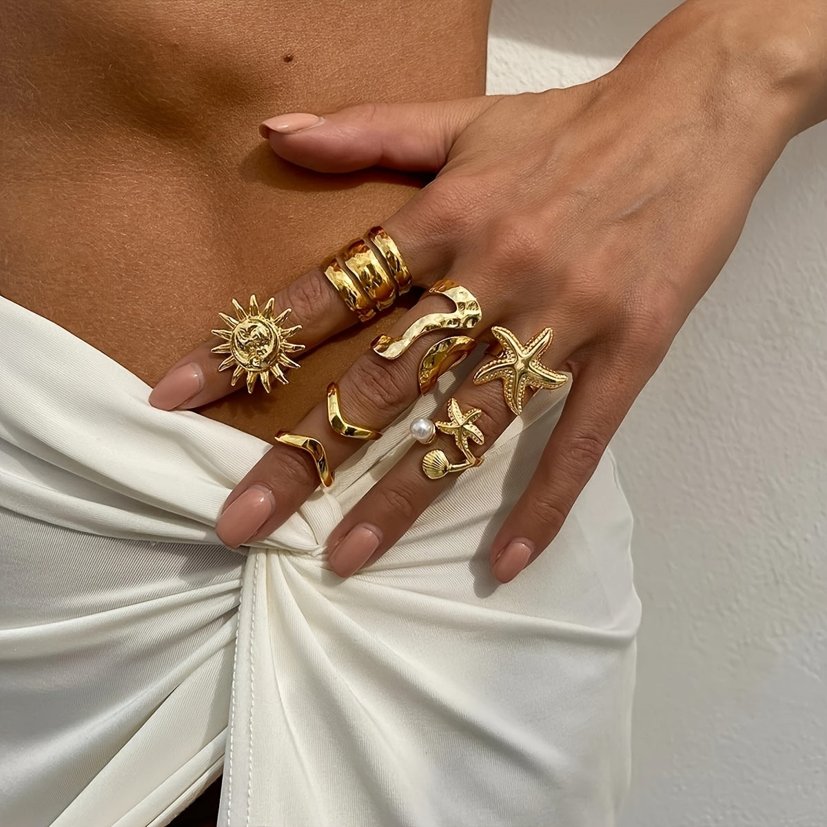 12pcs Shaped Open Faux Party Rings Set