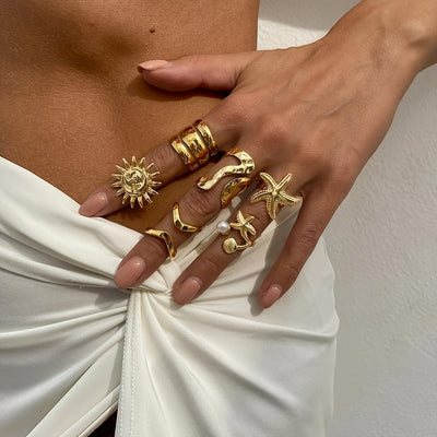 12pcs Shaped Open Faux Party Rings Set