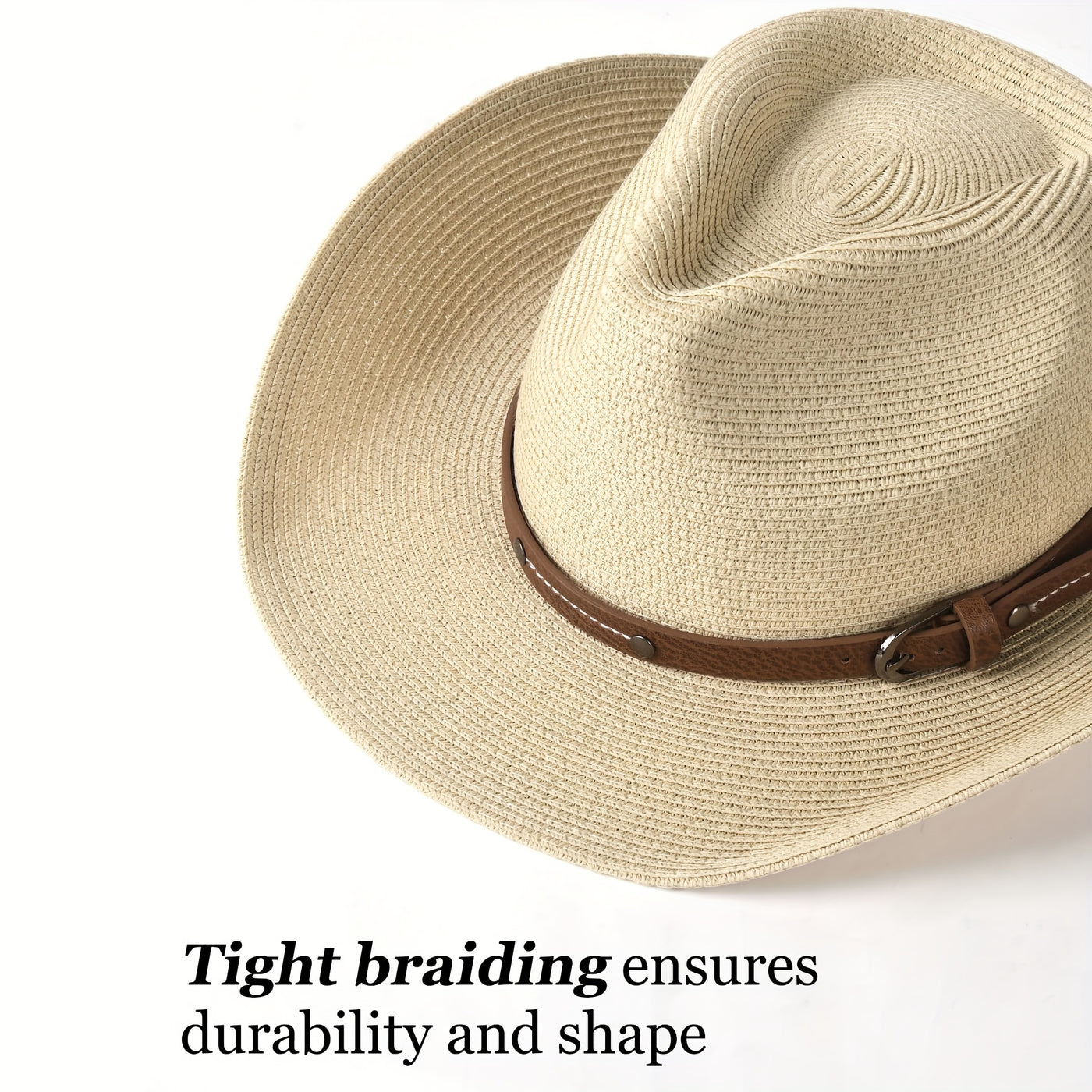 Unisex Wide Brim Straw Cowboy Hat