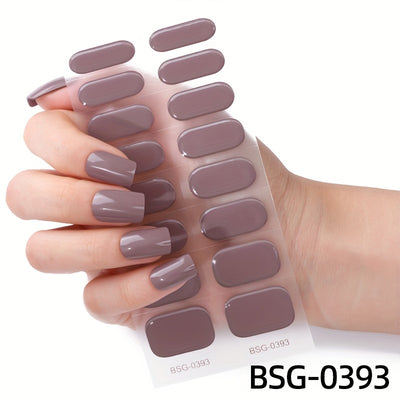 64pcs Semi-Cured Gel Nail Wraps - Easy Apply, No UV Lamp Needed, Includes Nail File - Perfect for Fall & Winter Manicures