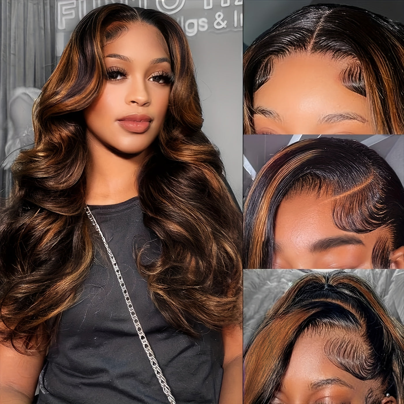 13x6 Highlight Lace Front Wig Body HD Lace Front Wigs Human Hair Pre Plucked FB/30 Ombre Glueless Wig