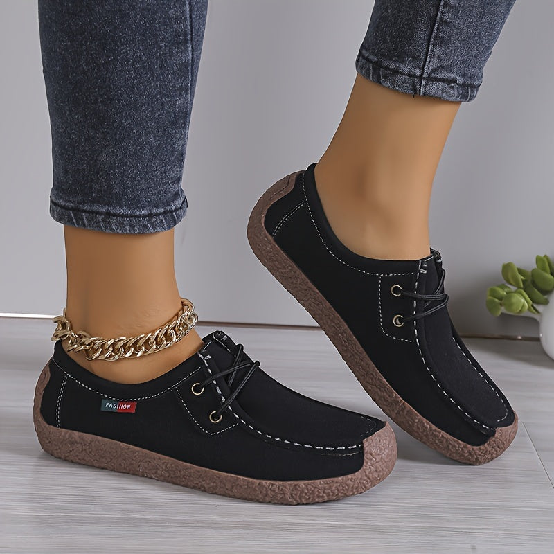 Women's Flat Loafers, Comfy Lace Up Soft Sole Flat Shoes, Casual Non Slip Walking Shoes