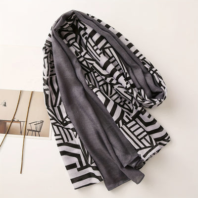 Women Chic Color Block Geometric Print Scarf