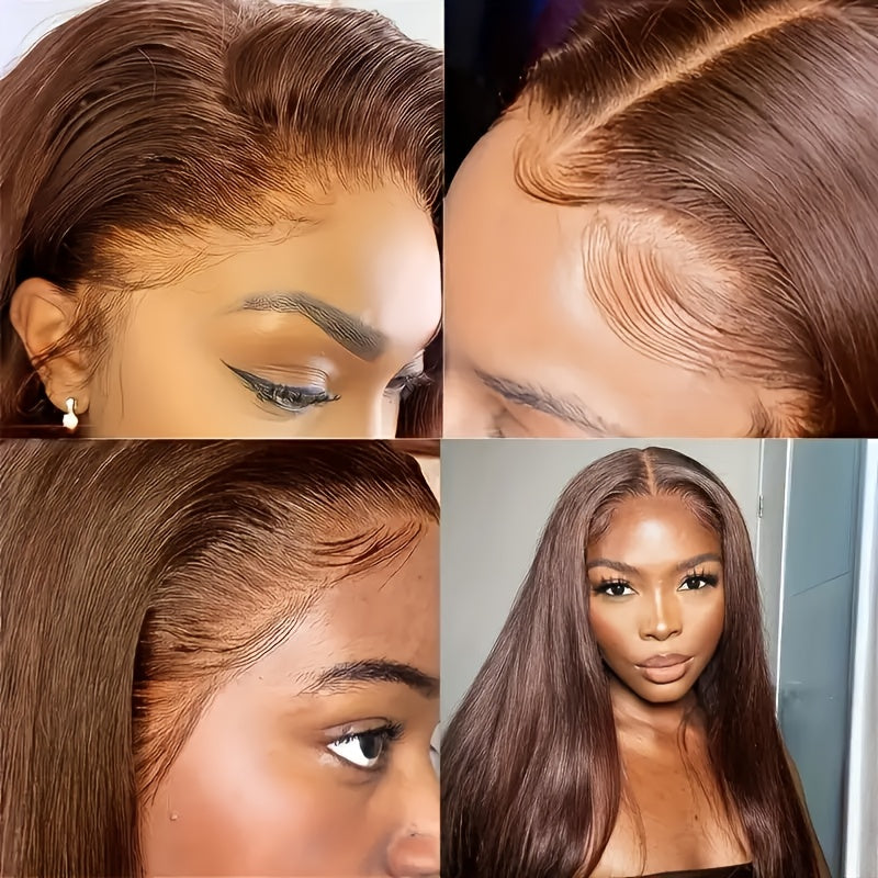 13x6 Chocolate Brown Lace Front Wigs Human Hair With Baby Hair