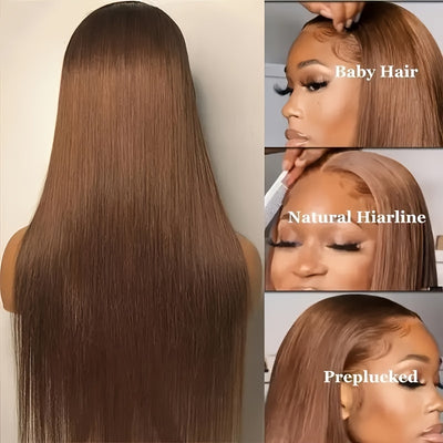 250% Density 13×6 Glueless Straight Human Hair Wigs Pre Plucked With Baby Hair