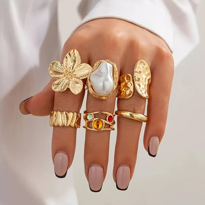 12pcs Shaped Open Faux Party Rings Set