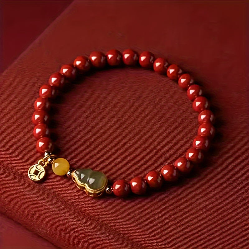 1pc Unique Calabash-Shaped Cinnabar Bead "Lucky" Charm Bracelet