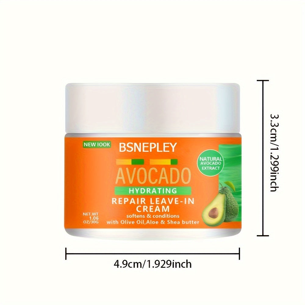 Avocado Hydrating Leave-In Hair Mask - Natural Extract with Olive Oil, Aloe Vera & Shea Butter for Soft, Conditioned Hair and Scalp