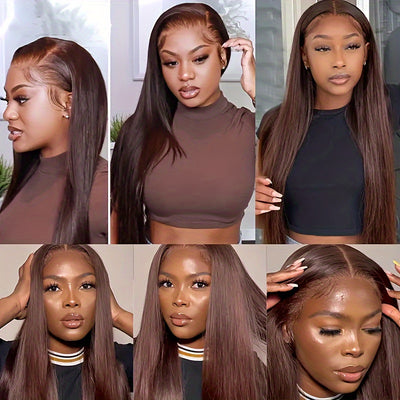 13x6 Chocolate Brown Lace Front Wigs Human Hair With Baby Hair