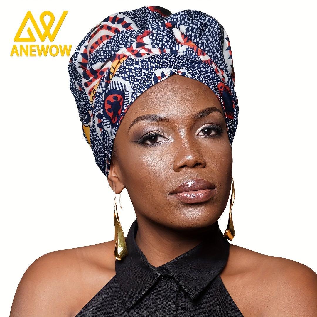 African Kent Print Hair Bonnet Protector: Satin-Lined Headwrap/Headscarf