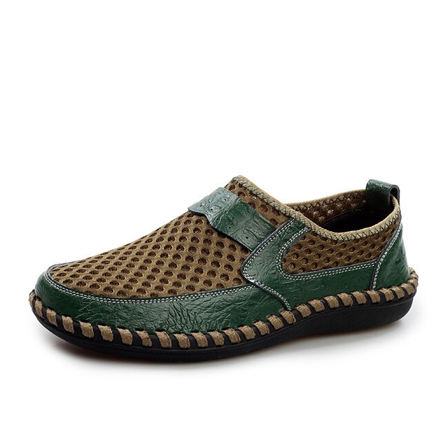 Men Genuine Leather Summer Breathable Soft Mesh Shoes