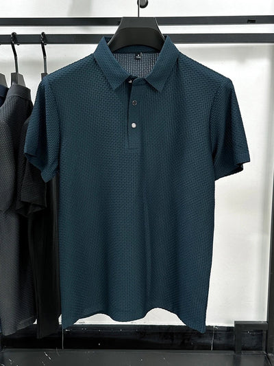 Men Silk Short Sleeve Polo Summer  Golf Shirt