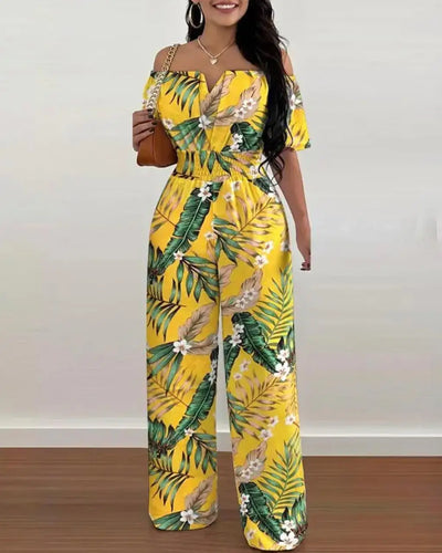 Women Wide Leg  Print Highwaist Jumpsuit