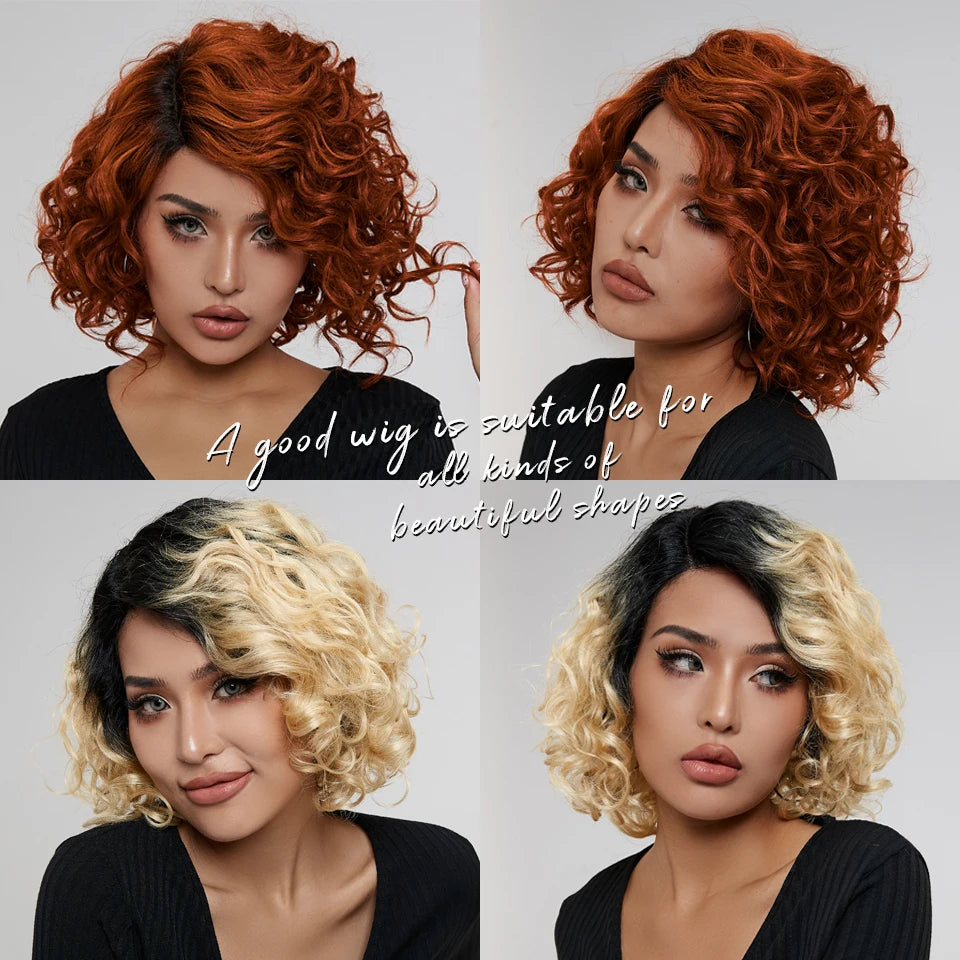 Blonde Short Wavy Bob HD Part Lace Front Human Hair Glueless Wig