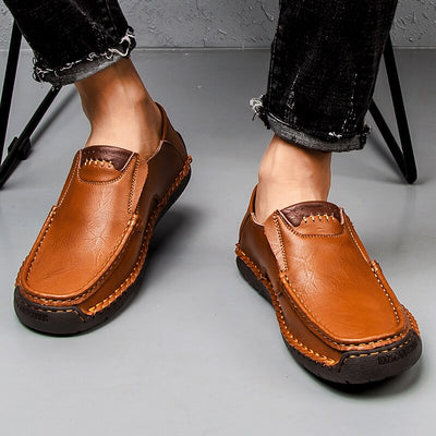Men Large Size Leather Casual Handmade Comfortable Moccasins Breathable Loafers