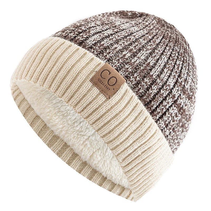 New Unisex Two-Tone Men Winter Knitted Hat
