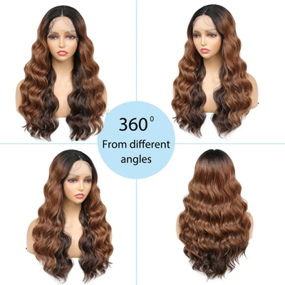 Ombre Brown Synthetic Loose wave Lace Front Wig