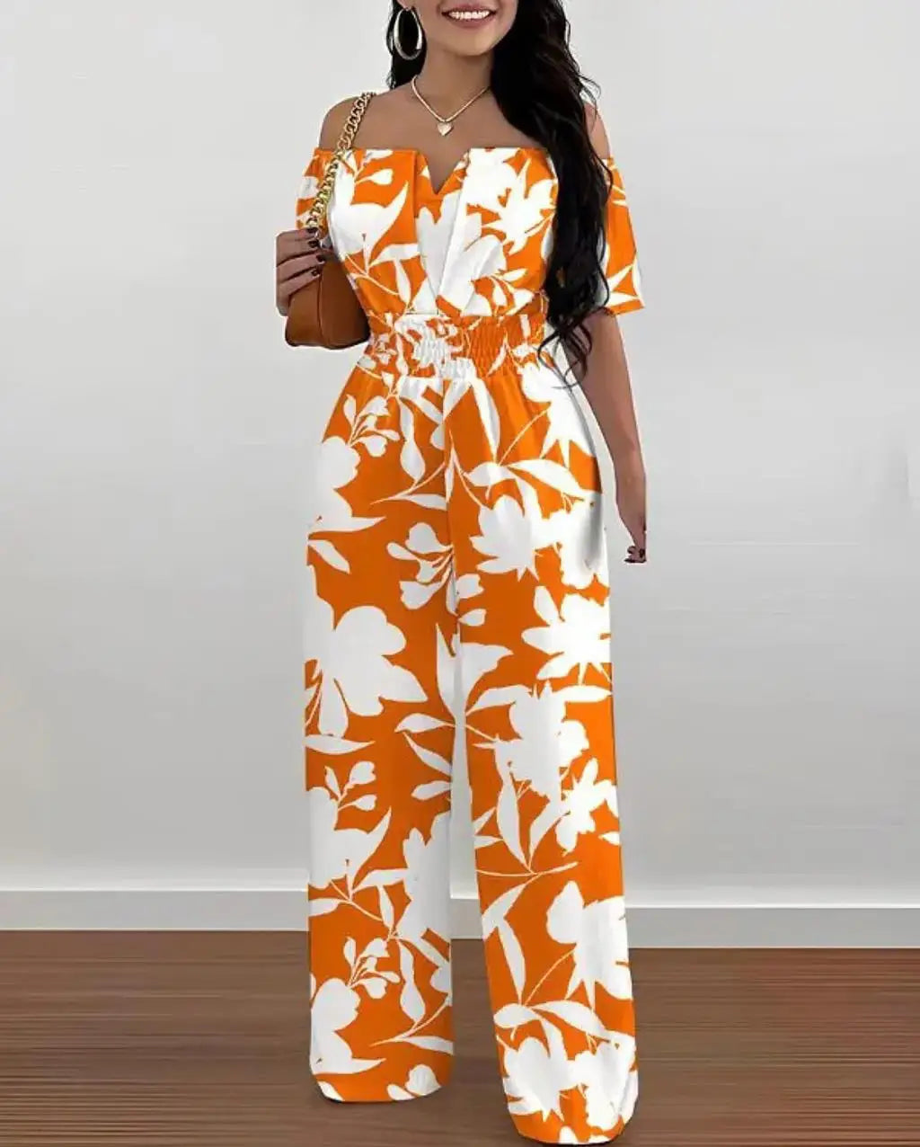 Women Wide Leg  Print Highwaist Jumpsuit