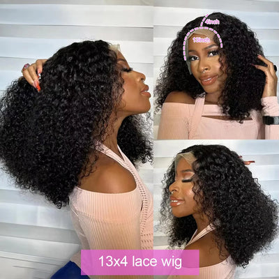 Glueless Human Hair Deep Wave 13x6 Lace Front Transparent Wigs 250 Density