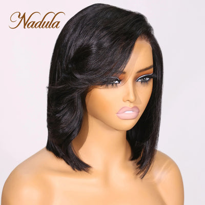 Bye Bye Knots Wig 2.0™ | 7x5 Layer Cut Straight Hairstylist Same Wig Tiny Bleached Lace Frontal Black Feathered Bob Wig