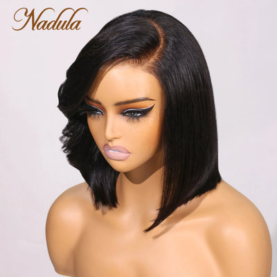 Bye Bye Knots Wig 2.0™ | 7x5 Layer Cut Straight Hairstylist Same Wig Tiny Bleached Lace Frontal Black Feathered Bob Wig