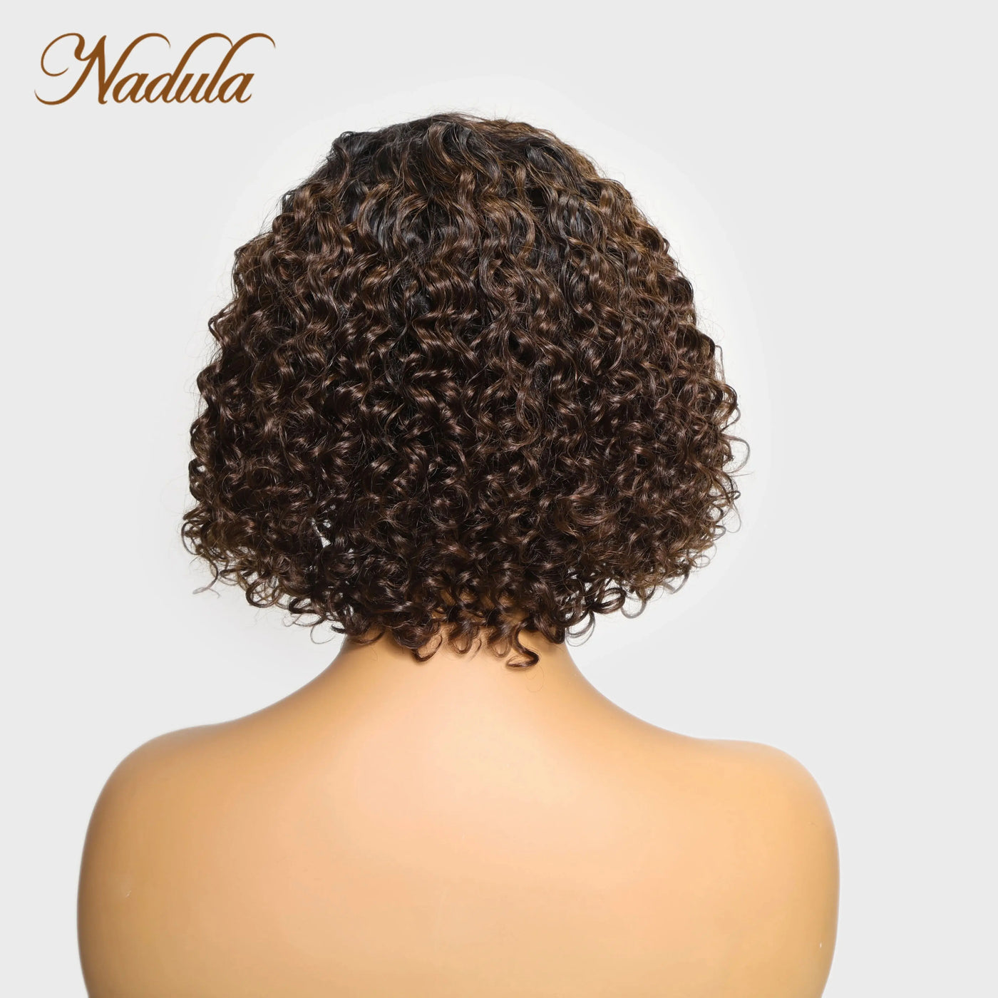 Nadula Hair 7x5 Bye-Bye Knots Lace Frontal Side Part Wig Chestnut Brown Ombre Short Curly Bob Wig --Put on and Go Wig