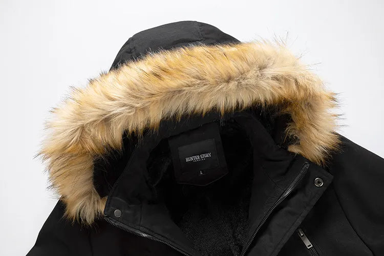Men's Casual Long Parka Winter Jacket with Detachable Hoodl