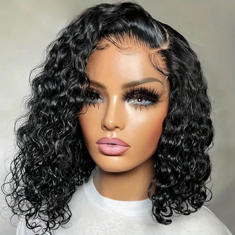Glueless Human Hair Deep Wave 13x6 Lace Front Transparent Wigs 250 Density