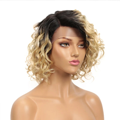 Blonde Short Wavy Bob HD Part Lace Front Human Hair Glueless Wig