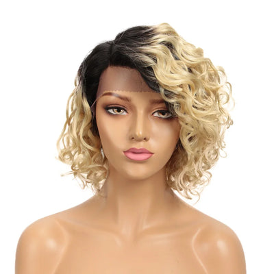 Blonde Short Wavy Bob HD Part Lace Front Human Hair Glueless Wig