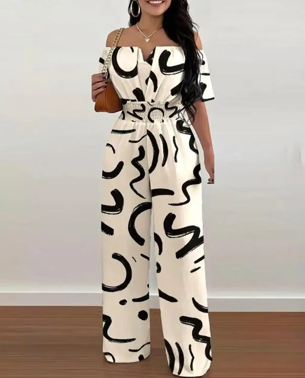 Women Wide Leg  Print Highwaist Jumpsuit