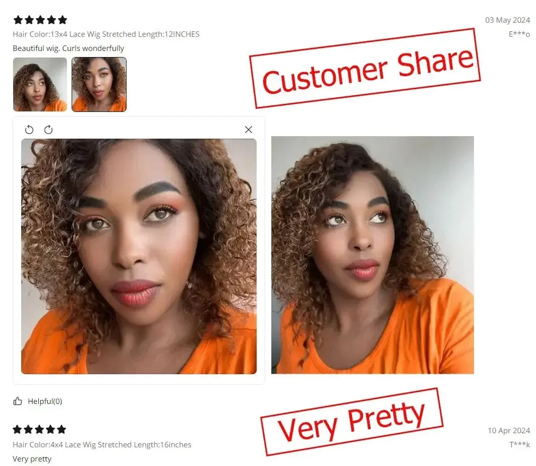 13x4 Jerry Curly Human Hair Ginger Brown Preplucked Transparent Lace Front Wig