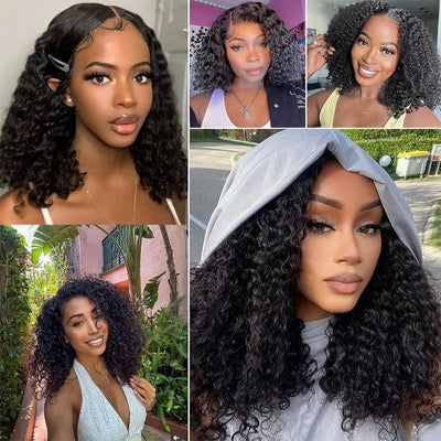 Glueless Human Hair Deep Wave 13x6 Lace Front Transparent Wigs 250 Density