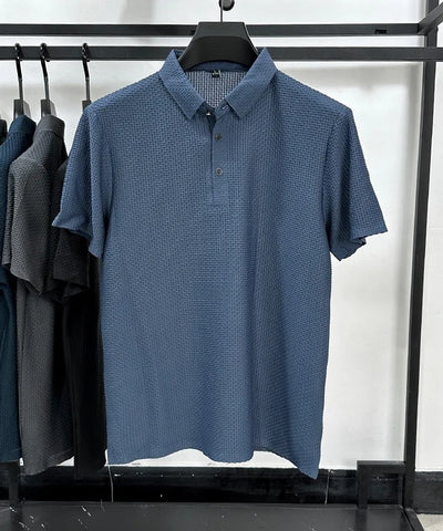 Men Silk Short Sleeve Polo Summer  Golf Shirt