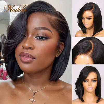 Bye Bye Knots Wig 2.0™ | 7x5 Layer Cut Straight Hairstylist Same Wig Tiny Bleached Lace Frontal Black Feathered Bob Wig