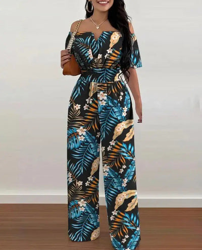 Women Wide Leg  Print Highwaist Jumpsuit