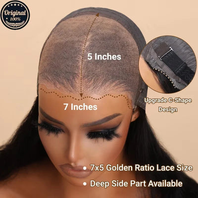Bye Bye Knots Wig 2.0™ | 7x5 Layer Cut Straight Hairstylist Same Wig Tiny Bleached Lace Frontal Black Feathered Bob Wig