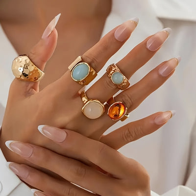 12pcs Shaped Open Faux Party Rings Set