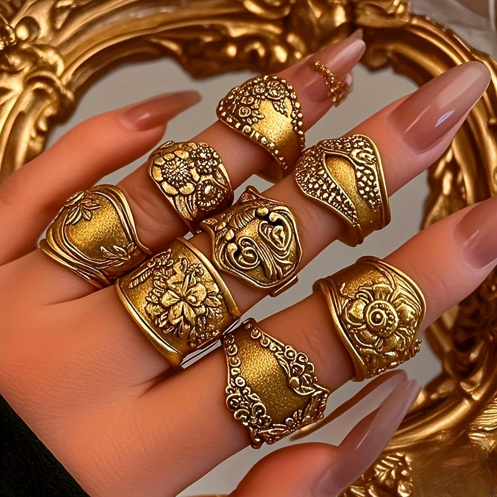 12pcs Shaped Open Faux Party Rings Set