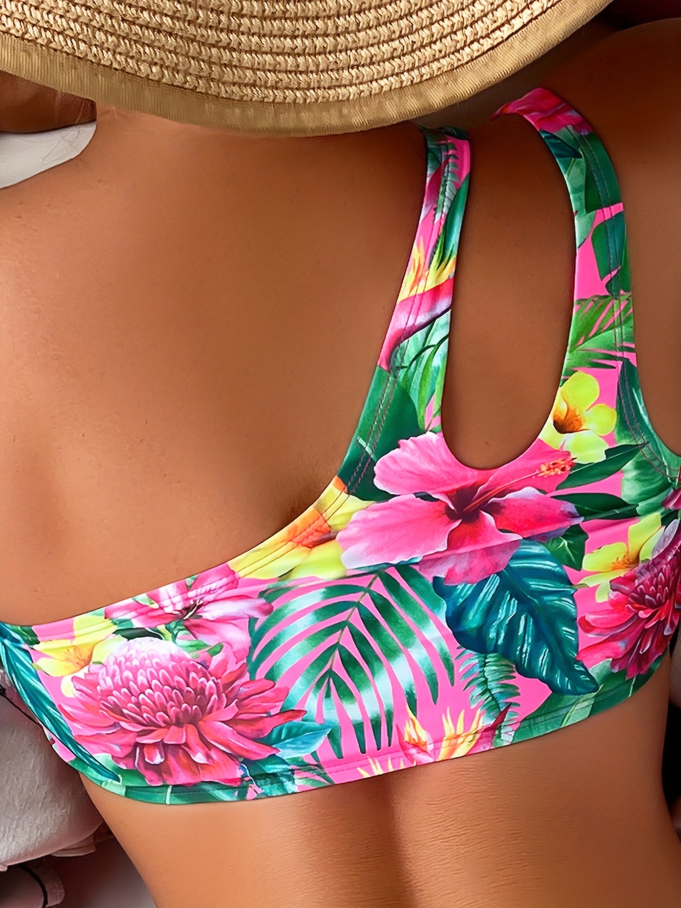 Women's Two-Piece Tropical Floral Print High-Waisted Bikini Set