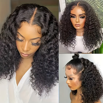 Brazillian Remy 150% Density Water Wave Short Bob Wig 13x4 Lace Frontal Wig Pre Plucked Natural Hairline